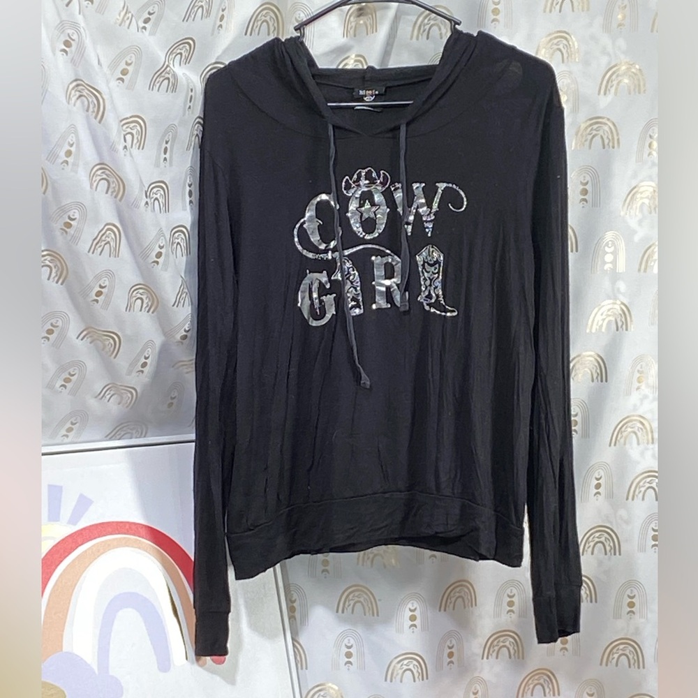 Women's Black Cowgirl Graphic Hoodie